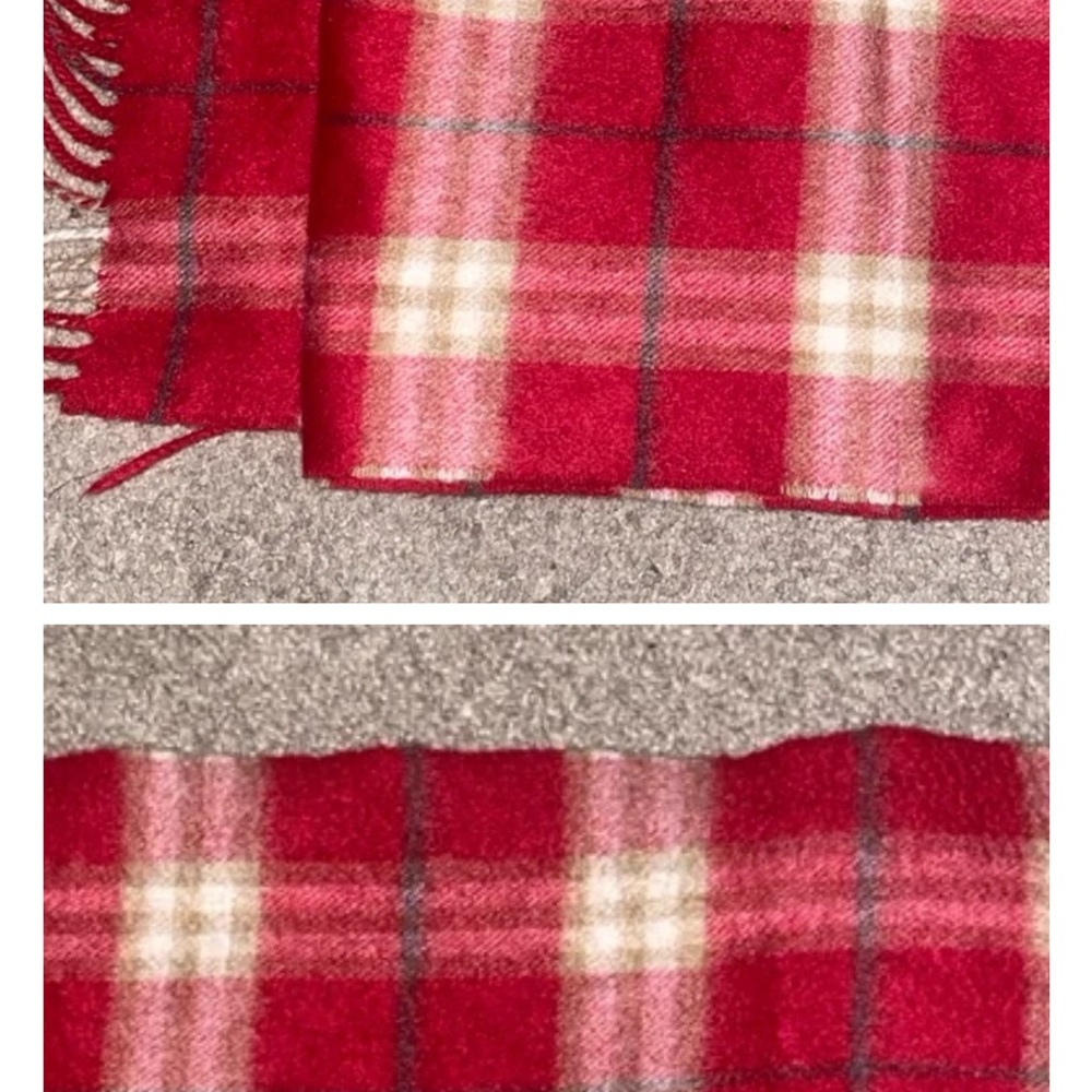 Burberry red check scarf made in Scotland - Picture 4 of 4